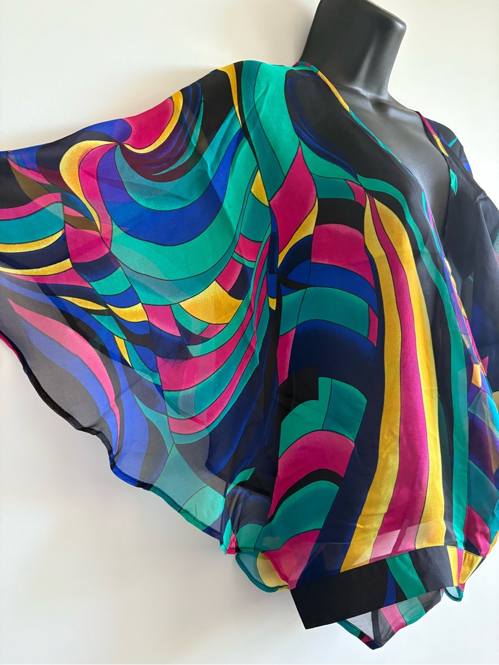 Silk Multicolor Abstract Top | Size Large - Picture 4 of 6